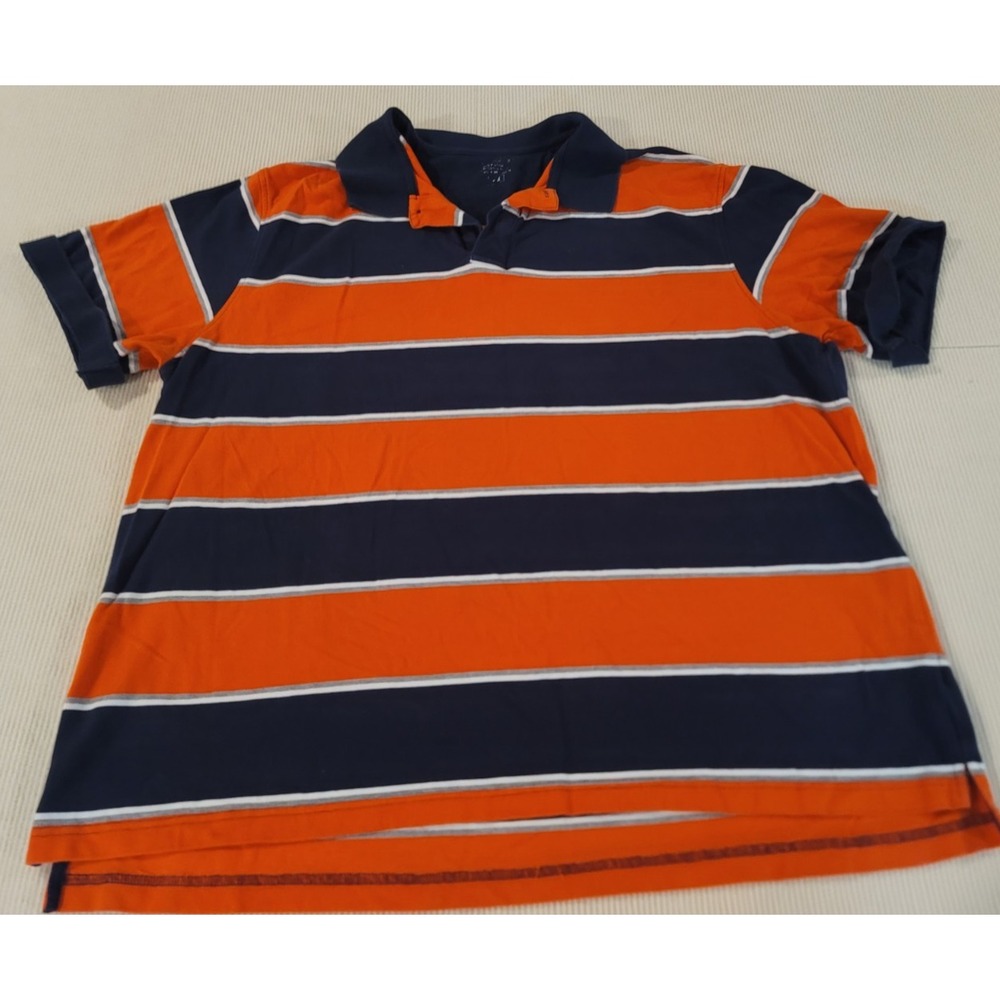 Polo Shirt Striped Orange Blue XL no label great condition collared